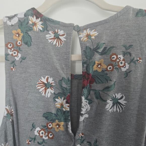 Torrid Midi Jersey Trapeze Dress Gray Floral Sleeveless Handkerchief Hem Plus 1x - Picture 11 of 13